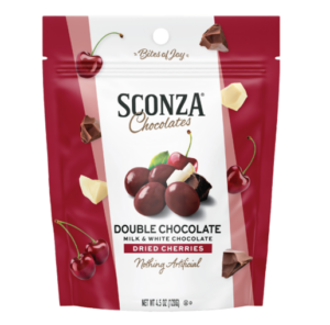 Sconza Double Chocolate Covered Cherries 4.5oz Peg Bags 6ct